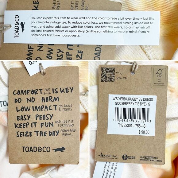 NWT Toad&Co Yerba Rugby Dress Size Small Gooseberry Tie Dye Organic Cotton New - Picture 8 of 11